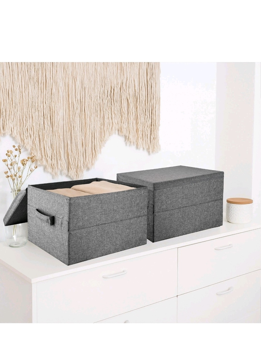 Allspace Collapsible Fabric Storage Organizer, 3 Pack Gray 15.5"Lx11.3"Wx8.7"H - Picture 3 of 9